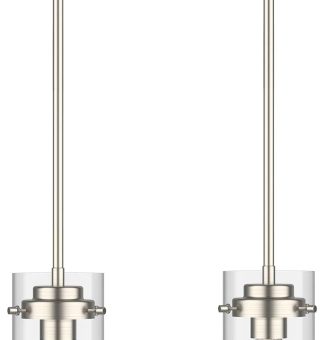 EAPUDUN Pendant Light (2 Packs), Kitchen Lights Ceiling Hanging, Kitchen Light Fixtures Brushed Nickel Finish, Farmhouse Pendant Lighting for Kitchen Island Room-PDA1353-B-BNK