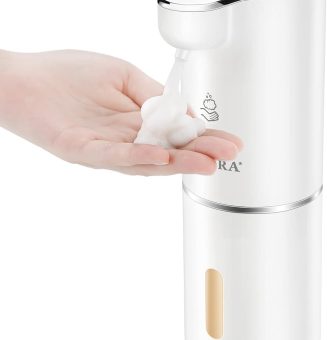 Secura Foaming Soap Dispenser, 10oz/300ml Touchless Automatic Soap Dispenser with Adjustable Volume Control, Rechargeable Hands Free Soap Dispenser for Kitchen, Bathroom White
